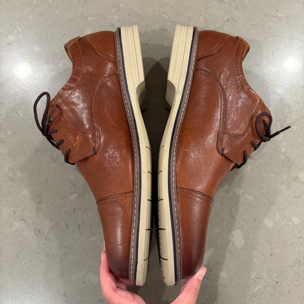 Florsheim Norwalk Cap Toe‎ Oxford Men 13W Leather Dress Shoe Cognac   Comfort - Picture 3 of 14